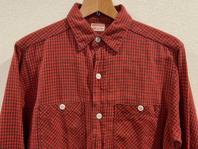 Vintage】《HERCULES（ヘラクレス）》の赤黒チェック柄ワークシャツ 