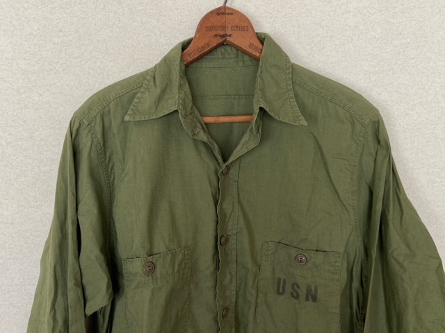 Vintage】1940's～50's《USN》N-3 コットンポプリンシャツ【アメリカ 